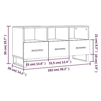Tv-meubel 102x36x50 cm bewerkt hout grijs sonoma eikenkleurig