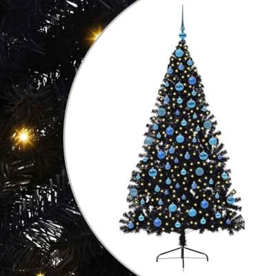 VidaXL Kunstmatig voorverlicht kerstboom met 300 led zwart 180 cm pvc
