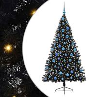 VidaXL Kunstmatig voorverlicht kerstboom met 300 led zwart 180 cm pvc - thumbnail