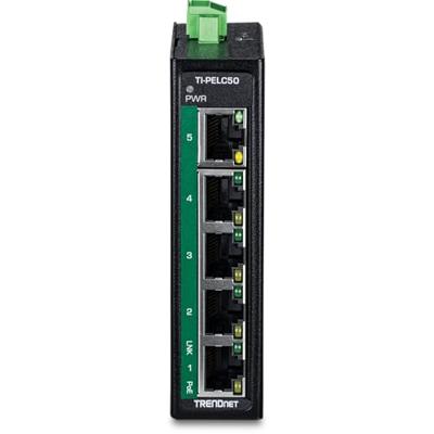 TRENDnet TI-PELC50 5-poorts Ethernet PoE+ industriële DIN-rail Mini Switch