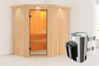 Karibu | Sauna Saja met Dakkraag | Energiesparende Deur | Kachel 3,6 kW Geïntegreerde Bediening - thumbnail