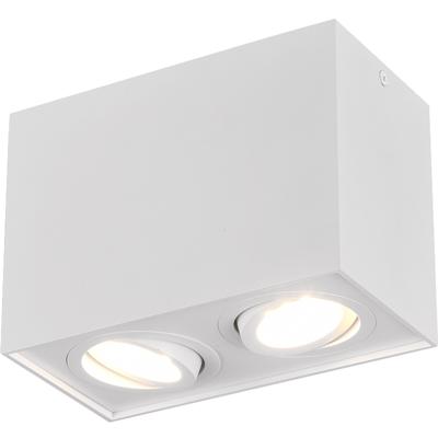 LED Plafondspot - Trion Bisqy - GU10 Fitting - 2-lichts - Rechthoek - Mat Wit - Aluminium