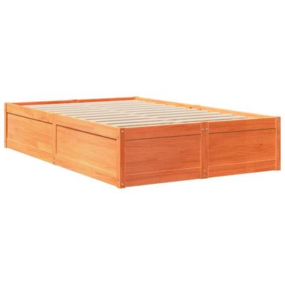 Bedframe zonder matras massief grenenhout wasbruin 120x200 cm