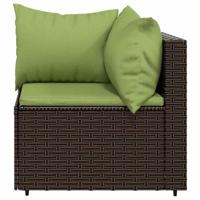 Tuinhoekbank poly rattan met kussens bruin - thumbnail
