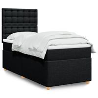Boxspring met matras stof zwart 140x190 cm - thumbnail