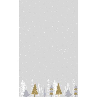 Duni dunicel tafelkleed winter trees 138x220cm zilver 1 stuks