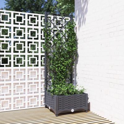 VidaXL Plantenbak met trellis blauwgrijs 40x40x121,5 cm pp