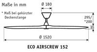 CasaFan ECO AIRSCREW 152 MS-MW Plafondventilator 28 W (Ø x h) 1520 mm x 275 mm Zwart (mat) Met afstandsbediening, Met wintermodus - thumbnail