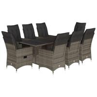 9-delige Tuinset met kussens poly rattan grijs - thumbnail