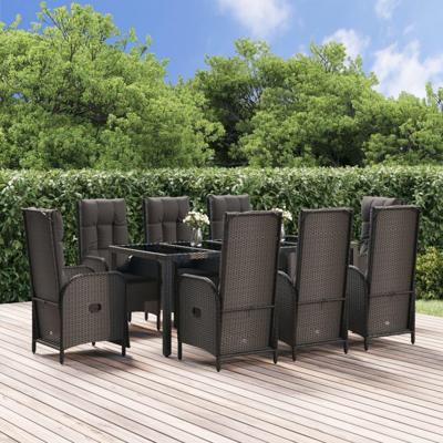 9-delige Tuinset poly rattan zwart