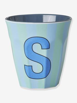 Gestreepte melamine beker LETTER S rijst, medium 250 ml meerkleurig Gestreepte melamine beker LETTER S rijst, medium 250 ml meerkleurig