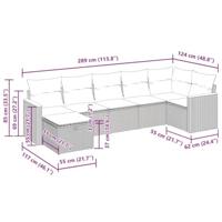 7-delige Loungeset met kussens poly rattan grijs - thumbnail