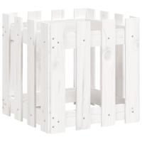 VidaXL Plantenbak met hekontwerp 40x40x40 cm massief grenenhout wit - thumbnail