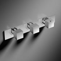 Douchekraan Hotbath Bloke Inbouw Thermostatisch Vierkant Horizontaal Glans Chroom 3 Greeps - thumbnail