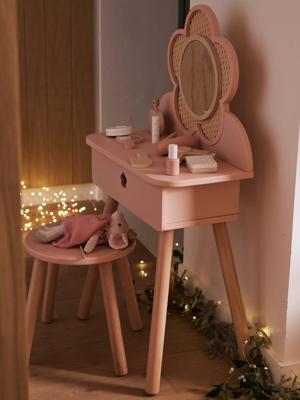 Rieten kaptafel + accessoires in FSC® hout rozen Rieten kaptafel + accessoires in FSC® hout rozen
