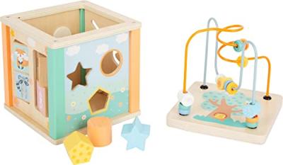 Small Foot houten activiteitenkubus en motoriekspiraal pastel - thumbnail