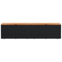 Tuinbox 220x50x54 cm poly rattan en acaciahout zwart - thumbnail