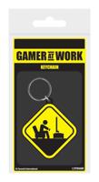Gamer At Work Rubber Keychain Caution Sign 6 cm - thumbnail