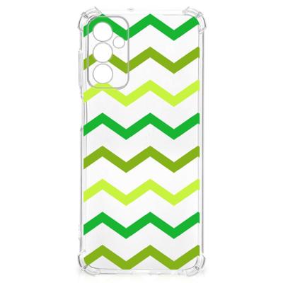 Samsung Galaxy M13 4G | M23 Doorzichtige Silicone Hoesje Zigzag Groen