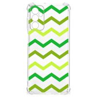 Samsung Galaxy M13 4G | M23 Doorzichtige Silicone Hoesje Zigzag Groen - thumbnail