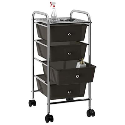 VidaXL Opbergtrolley met 4 lades mobiel kunststof zwart
