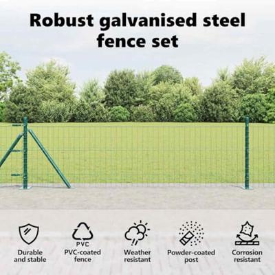 VidaXL Hek met paal groen 0,8 x 10 m staal en pvc