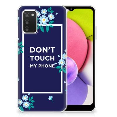 Samsung Galaxy A03S Silicone-hoesje Flowers Blue DTMP Samsung Galaxy A03S Silicone-hoesje Flowers Blue DTMP