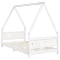 Kinderbedframe 90x190 cm massief grenenhout wit - thumbnail