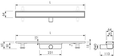Easy drain douchegoot 90cm Compact 30 Clean Dryphon Zero/Tegel ws30mm edcom30ztdry-90