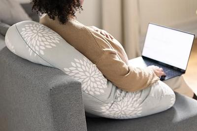 Zwangerschapskussen - BEABA - Big Flopsy - Bloemen - Grijs