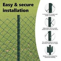 VidaXL Hek met paal groen 1 x 10 m staal en pvc - thumbnail