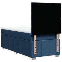 Boxspring met matras stof blauw 90x200 cm - thumbnail