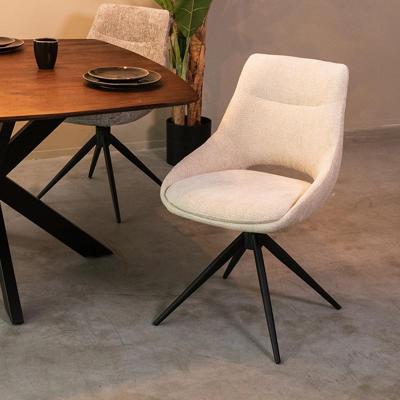 LABEL51 Eetkamerstoel Marlow - Naturel - - Zwart Metalen Frame