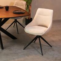 LABEL51 Eetkamerstoel Marlow - Naturel - - Zwart Metalen Frame - thumbnail