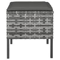 Tuinvoetenbanken 4 st met kussens poly rattan grijs - thumbnail