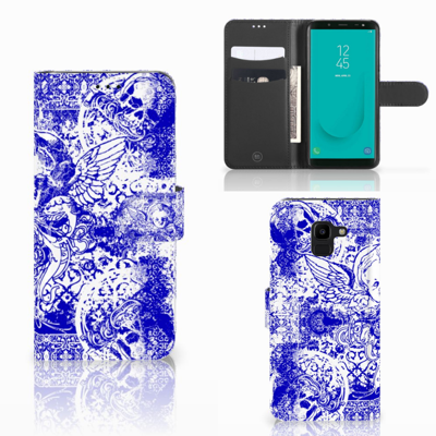 Telefoonhoesje met Naam Samsung Galaxy J6 2018 Angel Skull Blauw Telefoonhoesje met Naam Samsung Galaxy J6 2018 Angel Skull Blauw