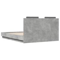 Bedframe met hoofdeinde bewerkt hout betongrijs 135x190 cm - thumbnail