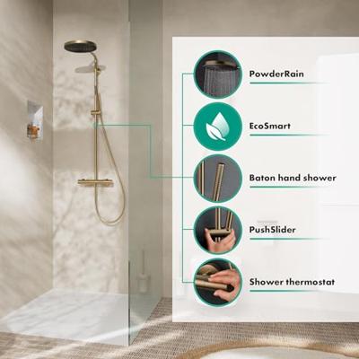 Hansgrohe Pulsify S Puro Showerpipe 260 1jet met thermostaat, Brushed Bronze Hansgrohe Pulsify S Puro Showerpipe 260 1jet met thermostaat, Brushed Bronze