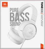 JBL Tune500 - On-ear koptelefoon met bekabeling - Lichtgewicht en opvouwbaar - Comfortabele oordopjes - Met handsfree bediening - Ingebouwde microfoon - Wit - thumbnail