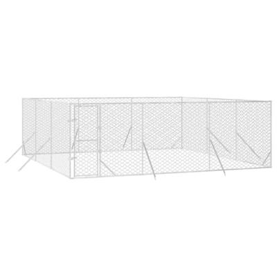Hondenkennel voor buiten 6x6x2 m gegalvaniseerd staal zilver