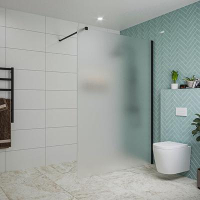 Fortifura Galeria inloopdouche - 140x200cm - mat glas - wandarm - mat zwart SW797937/SW797905