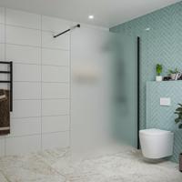 Fortifura Galeria inloopdouche - 140x200cm - mat glas - wandarm - mat zwart SW797937/SW797905 - thumbnail
