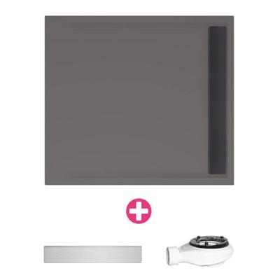 Douchevloer Xenz Easy Tray | 100x100 cm | Incl.Gootcover en Afvoersifon | Acryl | Vierkant | Antraciet mat