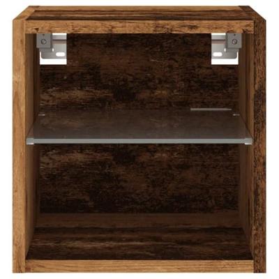 Tv-wandmeubels met LED-verlichting 2 st 30x28,5x30 cm oud hout Tv-wandmeubels met LED-verlichting 2 st 30x28,5x30 cm oud hout