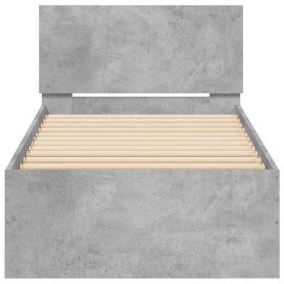 Bedframe met hoofdbord en LED-verlichting betongrijs 75x190 cm