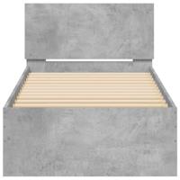 Bedframe met hoofdbord en LED-verlichting betongrijs 75x190 cm - thumbnail