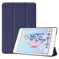 Custer textuur horizontale Flip Smart PU lederen draagtas voor iPad Mini 4/Mini 5 met slaap/Wake-up functie & drie-opvouwbare houder (blauw) - thumbnail
