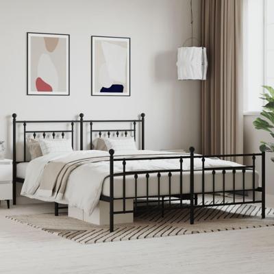 Bedframe met voetbord zonder matras metaal zwart 160x200 cm