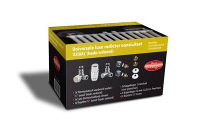 Riko radiator aansluitset haaks-rechts voor zij aansluiting chroom