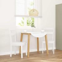 Eetkamerstoelen 2 st massief hout rubber wit - thumbnail